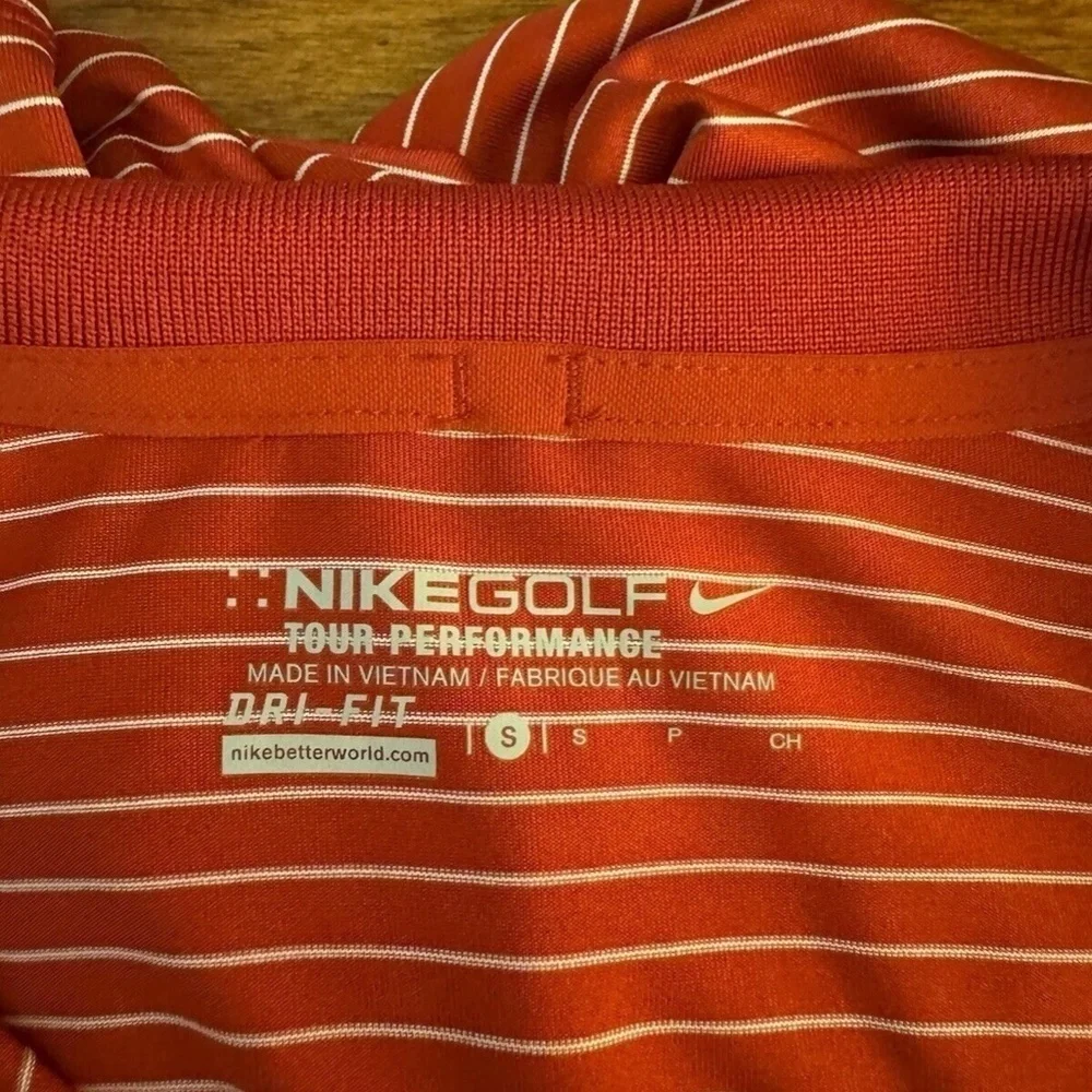 Nike Golf Tour Performance Dri-Fit Small Red w/White Stripes Short Sleeve Polo